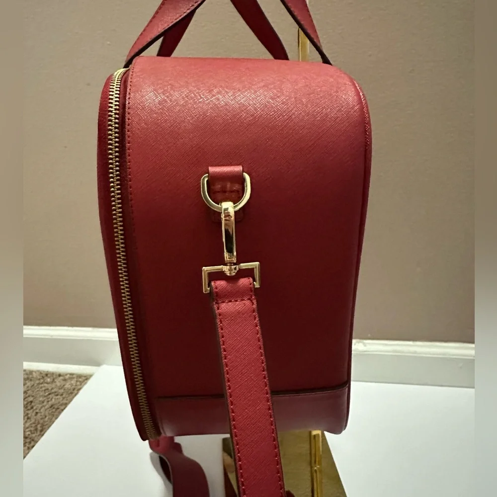 Kate Spade EUC Red Saffiano Leather Bon Voyage Suitcase Topper Travel Bag